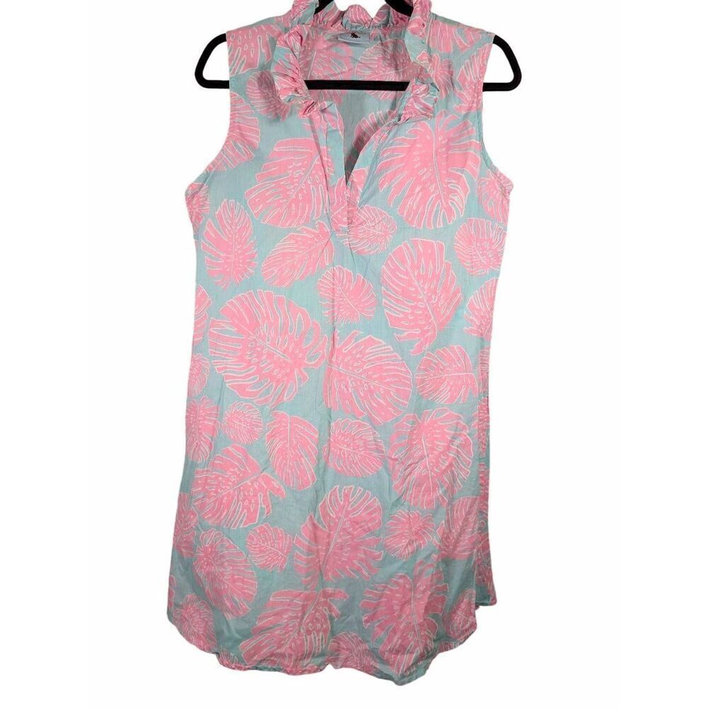 Haley & The Hound Sleeveless Pink & Turquoise Palm Dress Women’s Size Large